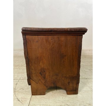 ANTICA PICCOLA CASSAPANCA legno PIOPPO 98 cm epoca 1800 OLD WOOD CHEST FORMELLA