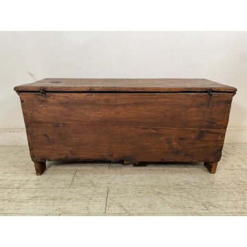 ANTICA PICCOLA CASSAPANCA legno PIOPPO 98 cm epoca 1800 OLD WOOD CHEST FORMELLA