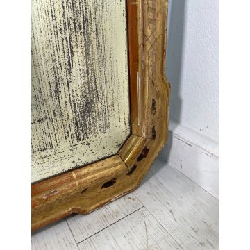 ANTICA SPECCHIERA VASSOIO DORATA SPECCHIO PARETE LEGNO ORO CORNICE EPOCA '800