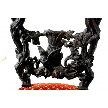 ANTICA SEDIA POLTRONA INGINOCCHIATOIO VITTORIANO LEGNO MASSELLO INTAGLIATO