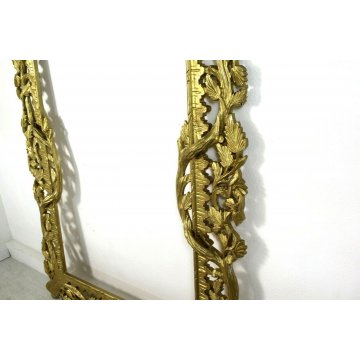 ENORME ANTICA SPECCHIERA CAMINIERA CORNICE LEGNO SCOLPITO DECORATO DORATO '900