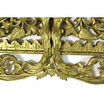 ENORME ANTICA SPECCHIERA CAMINIERA CORNICE LEGNO SCOLPITO DECORATO DORATO '900