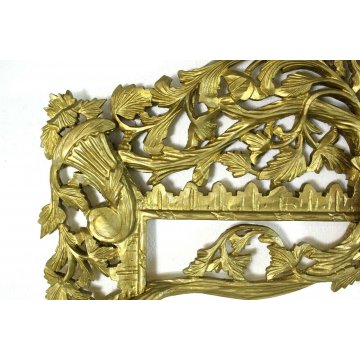 ENORME ANTICA SPECCHIERA CAMINIERA CORNICE LEGNO SCOLPITO DECORATO DORATO '900