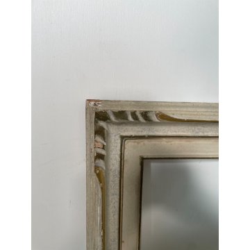 GRANDE ANTICA CORNICE BIANCA DORATA LEGNO SCOLPITO 83 cm x 63 cm EPOCA '900