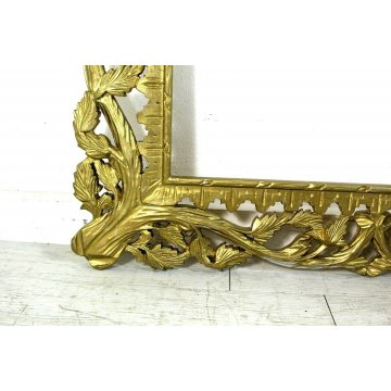 ENORME ANTICA SPECCHIERA CAMINIERA CORNICE LEGNO SCOLPITO DECORATO DORATO '900