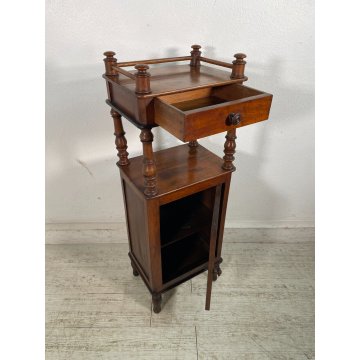 ANTICO COMODINO ETAGERE 2 RIPIANI LEGNO NOCE epoca 1900 TAVOLINO NIGHT TABLE OLD