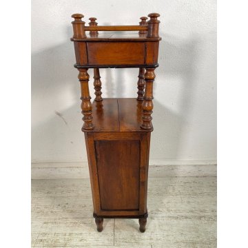 ANTICO COMODINO ETAGERE 2 RIPIANI LEGNO NOCE epoca 1900 TAVOLINO NIGHT TABLE OLD