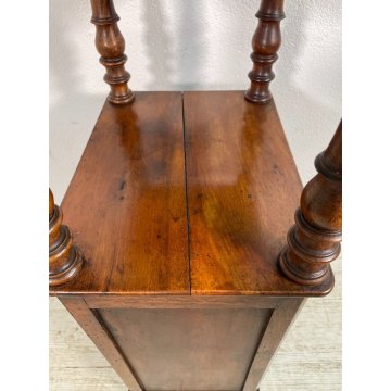 ANTICO COMODINO ETAGERE 2 RIPIANI LEGNO NOCE epoca 1900 TAVOLINO NIGHT TABLE OLD