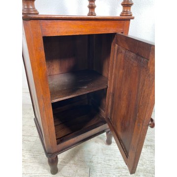 ANTICO COMODINO ETAGERE 2 RIPIANI LEGNO NOCE epoca 1900 TAVOLINO NIGHT TABLE OLD