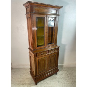 ANTICA VETRINA LEGNO MOGANO PICCOLO BUFFET EPOCA '900 DISPENSA CREDENZA MOBILE