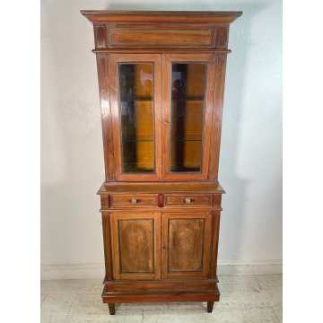 ANTICA VETRINA LEGNO MOGANO PICCOLO BUFFET EPOCA '900 DISPENSA CREDENZA MOBILE