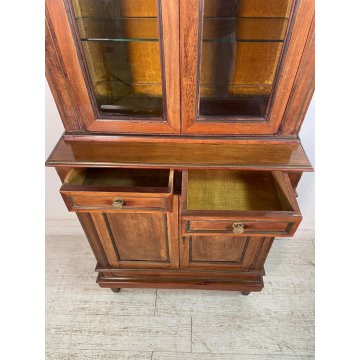 ANTICA VETRINA LEGNO MOGANO PICCOLO BUFFET EPOCA '900 DISPENSA CREDENZA MOBILE