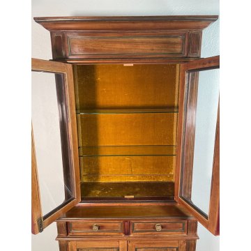 ANTICA VETRINA LEGNO MOGANO PICCOLO BUFFET EPOCA '900 DISPENSA CREDENZA MOBILE