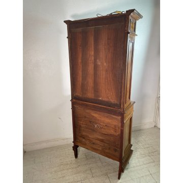 ANTICA VETRINA LEGNO MOGANO PICCOLO BUFFET EPOCA '900 DISPENSA CREDENZA MOBILE