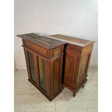 ANTICA VETRINA LEGNO MOGANO PICCOLO BUFFET EPOCA '900 DISPENSA CREDENZA MOBILE