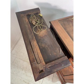 ANTICA VETRINA LEGNO MOGANO PICCOLO BUFFET EPOCA '900 DISPENSA CREDENZA MOBILE