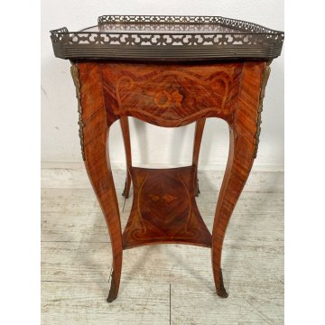 ANITCO TAVOLINO BOIS DE ROSE LEGNO INTARSIATO TAVOLO SALOTTO EPOCA '900 OTTONE