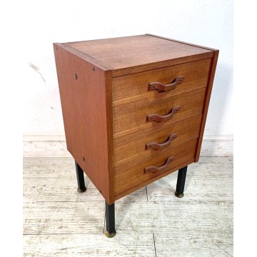 COMODINO VINTAGE LEGNO DESIGN ANNI 60 CASSETTIERA TAVOLINO NIGHT TABLE MOBILETTO