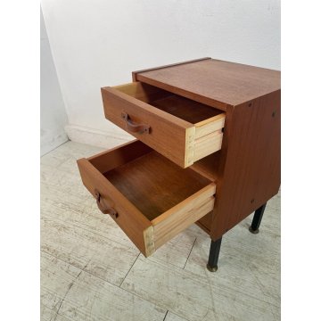 COMODINO VINTAGE LEGNO DESIGN ANNI 60 CASSETTIERA TAVOLINO NIGHT TABLE MOBILETTO