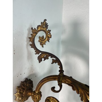 GRANDE APPLIQUE BRONZO DORATO 85 CM STILE LUIGI XVI LAMPADA da PARETE TRE FIAMME