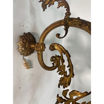 GRANDE APPLIQUE BRONZO DORATO 85 CM STILE LUIGI XVI LAMPADA da PARETE TRE FIAMME