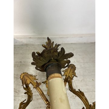 GRANDE APPLIQUE BRONZO DORATO 85 CM STILE LUIGI XVI LAMPADA da PARETE TRE FIAMME