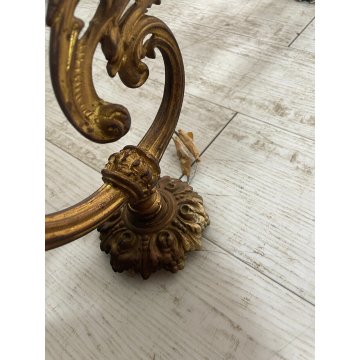 GRANDE APPLIQUE BRONZO DORATO 85 CM STILE LUIGI XVI LAMPADA da PARETE TRE FIAMME