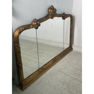 ANTICA GRANDE SPECCHIERA CAMINIERA LEGNO DORATO EPOCA '900 MIRROR FIREPLACE