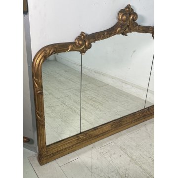 ANTICA GRANDE SPECCHIERA CAMINIERA LEGNO DORATO EPOCA '900 MIRROR FIREPLACE