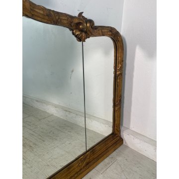 ANTICA GRANDE SPECCHIERA CAMINIERA LEGNO DORATO EPOCA '900 MIRROR FIREPLACE