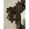 ANTICO SPECCHIO CORNICE LEGNO ORNATO INTAGLIATO FOGLIA ARGENTO PUTTO XVIII sec.