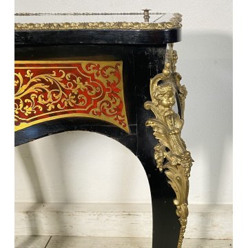 ANTICO MOBILE VETRINA BOULLE NAPOLEONE III LEGNO BRONZO 1800 TAVOLINO ESPOSITORE