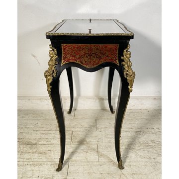 ANTICO MOBILE VETRINA BOULLE NAPOLEONE III LEGNO BRONZO 1800 TAVOLINO ESPOSITORE