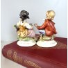 COPPIA STATUINA FIGURA PORCELLANA CAPODIMONTE G. Cappe PASTORELLI  12 cm/h '50s