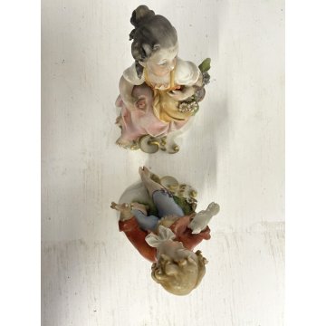 COPPIA STATUINA FIGURA PORCELLANA CAPODIMONTE G. Cappe PASTORELLI  12 cm/h '50s