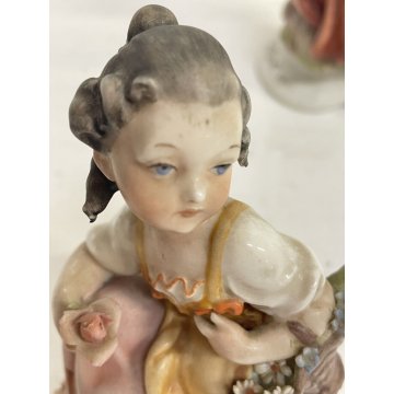 COPPIA STATUINA FIGURA PORCELLANA CAPODIMONTE G. Cappe PASTORELLI  12 cm/h '50s