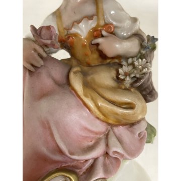 COPPIA STATUINA FIGURA PORCELLANA CAPODIMONTE G. Cappe PASTORELLI  12 cm/h '50s