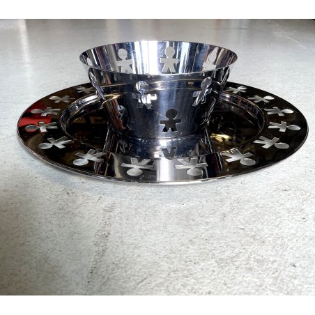 VASSOIO CESTINO ALESSI "Girotondo" DESIGN King Kong OMINI ACCIAIO 18/10 VINTAGE