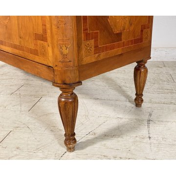 ANTICO COMÒ LUIGI XVI LEGNO NOCE INTARSIATO 1800 CASSETTONE IMPIALLACCIATO EPOCA