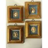 set 4 pezzi ANTICA MINIATURA dipinto a mano RITRATTO NOBILE DONNA VENERE CORNICE