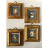 set 4 pezzi ANTICA MINIATURA dipinto a mano RITRATTO NOBILE DONNA VENERE CORNICE