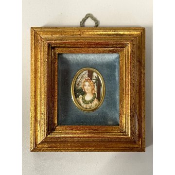 set 4 pezzi ANTICA MINIATURA dipinto a mano RITRATTO NOBILE DONNA VENERE CORNICE