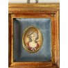set 4 pezzi ANTICA MINIATURA dipinto a mano RITRATTO NOBILE DONNA VENERE CORNICE