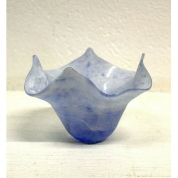  VASO FAZZOLETTO VETRO SCAVO MURANO INDACO VETRERIA Cenedese FIRMATO VENEZIA '