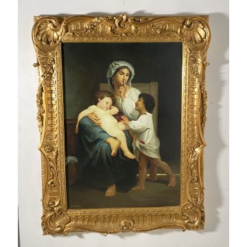 Dipinto olio tela RIPRODUZIONE William Adolphe BOUGUEREAU anni 90 "Le Sommeil"