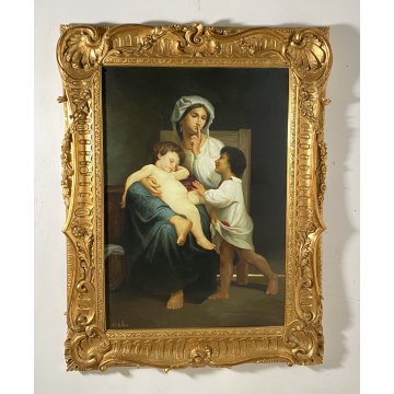 Dipinto olio tela RIPRODUZIONE William Adolphe BOUGUEREAU anni 90 "Le Sommeil"