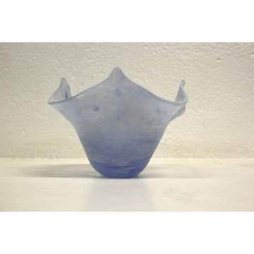  VASO FAZZOLETTO VETRO SCAVO MURANO INDACO VETRERIA Cenedese FIRMATO VENEZIA '