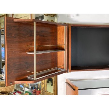 SET MOBILE BAR Art Dèco CREDENZA Anni 60 SGABELLO LEGNO VETRO MADE ITALY DESIGN