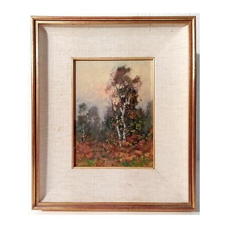QUADRO ARTINO GIROLDI BOSCO BETULLA PAESAGGIO INVORIO LAGO MAGGIORE DIPINTO