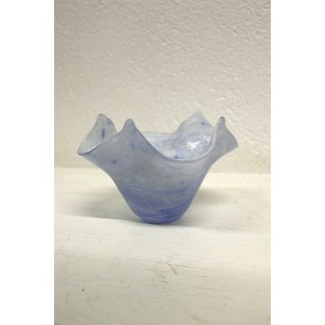  VASO FAZZOLETTO VETRO SCAVO MURANO INDACO VETRERIA Cenedese FIRMATO VENEZIA '